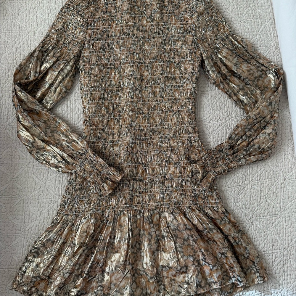 LoveShackFancy Brown Long Sleeve Dress